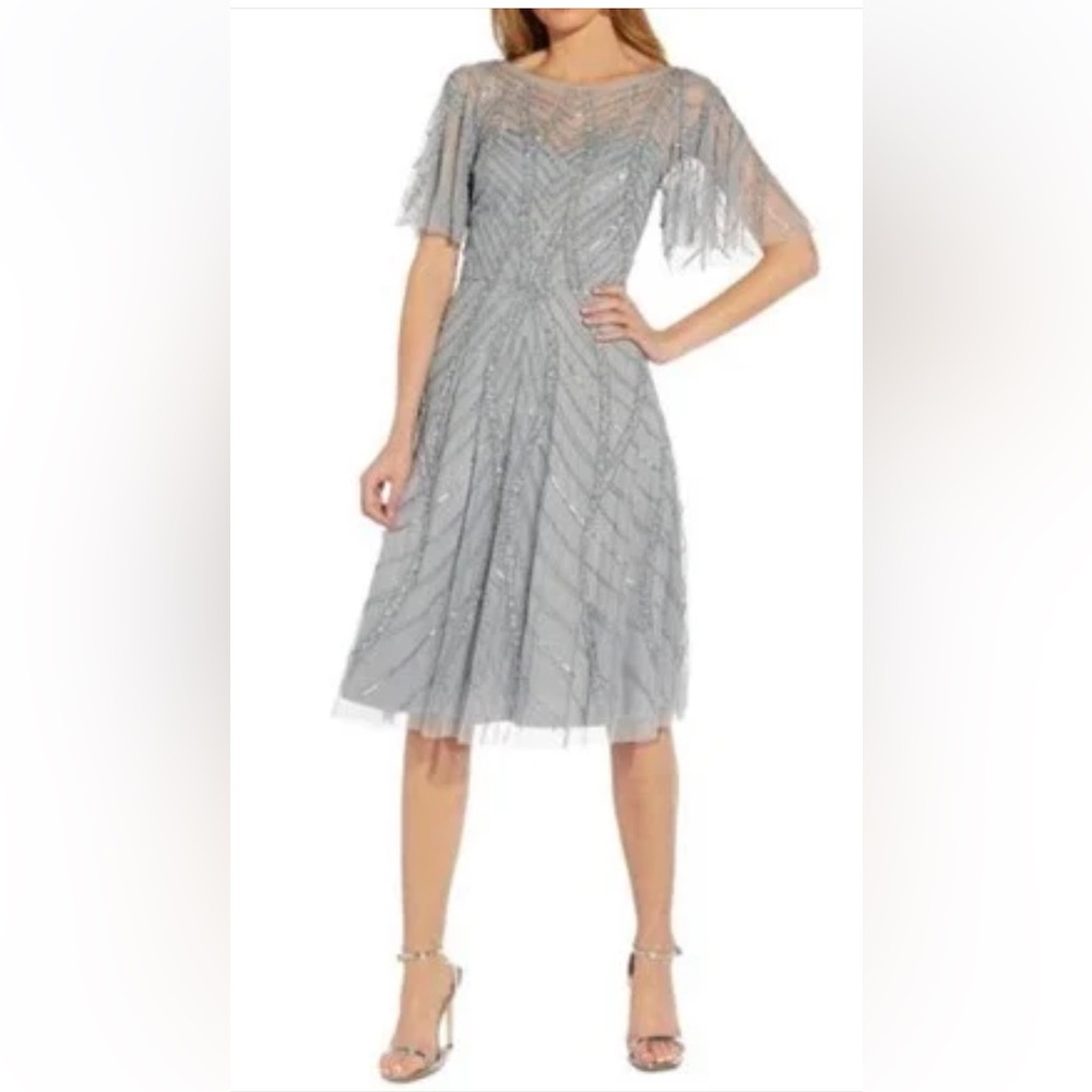 NWT Adrianna Papell size 4 beaded dress midi dress